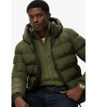 Superdry Sportowa pikowana kurtka z kapturem zielona