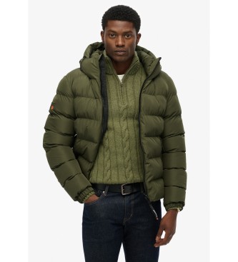 Superdry Sportowa pikowana kurtka z kapturem zielona