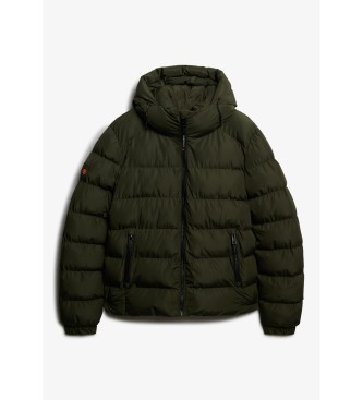 Superdry Sportowa pikowana kurtka z kapturem zielona