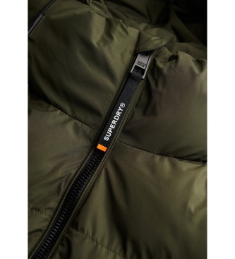 Superdry Sportowa pikowana kurtka z kapturem zielona