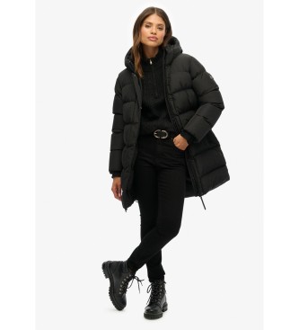 Superdry Kapuzen-Sport-Puffer-Mid-Jacke schwarz