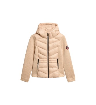 Superdry Storm Knit Hybridstrickjacke mit Kapuze beige