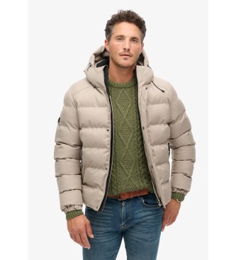 Superdry Giacca imbottita con cappuccio in tweed sportivo beige