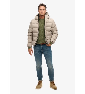 Superdry Hooded quilted tweed jacket Sports  beige