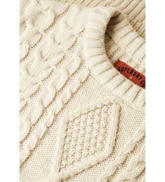 Superdry Maglione bianco lavorato a trecce Jacob