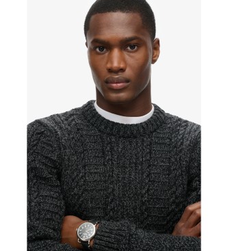 Superdry Braided knitted jumper Jacob dark grey