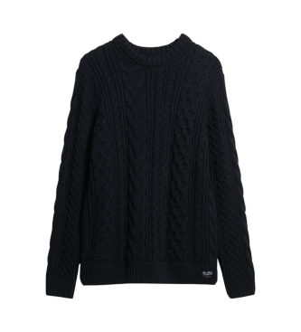 Superdry Navy Jacob flettet strikket pullover