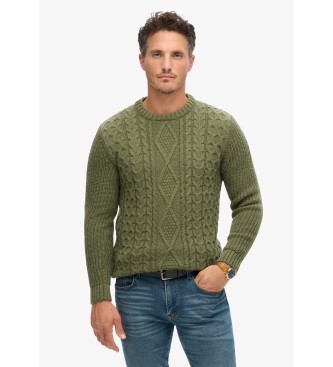 Superdry Braided knitted jumper Jacob green