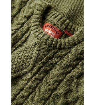 Superdry Pleciony sweter z dzianiny Jacob zielony