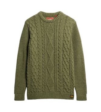 Superdry Jersey de punto trenzado Jacob verde