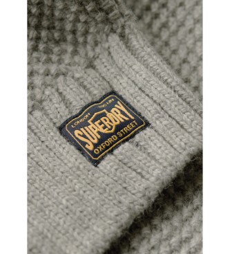 Superdry Geflochtener Strickpullover mit halbem Reiverschluss Jacob grau