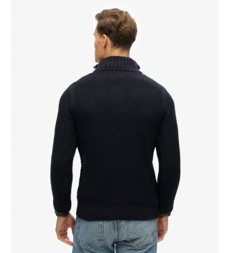 Superdry Geflochtener Strickpullover mit halbem Reiverschluss Jacob navy