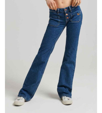 Superdry Vintage bl utsvngda jeans med lg midja i ekologisk bomull