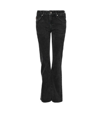 Superdry Rozkloszowane jeansy skinny ze średnim stanem, czarne
