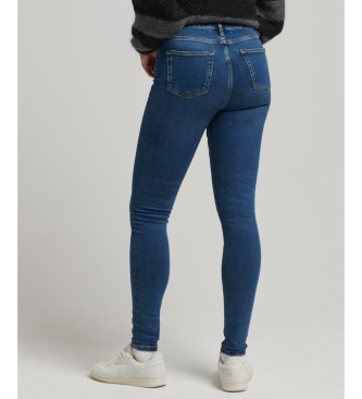 Superdry Niebieskie jeansy skinny z wysokim stanem z bawełny organicznej