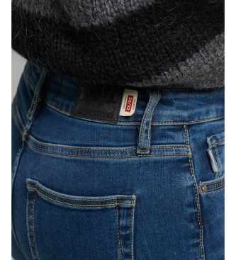 Superdry Niebieskie jeansy skinny z wysokim stanem z bawełny organicznej