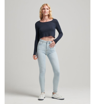 Superdry Skinny jeans met hoge taille in biologisch katoen blauw