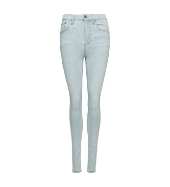 Superdry Skinny jeans med hg midja i ekologisk bomull bl