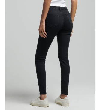 Superdry Skinny jeans med hg midja i ekologisk bomull svart