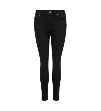 Superdry Jeans skinny a vita alta in cotone biologico nero