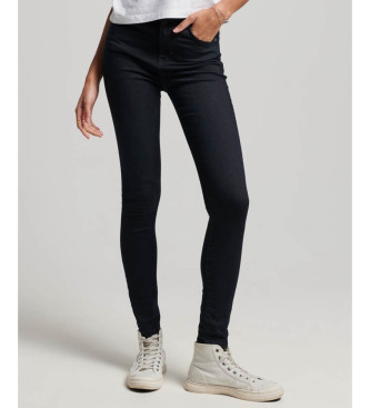 Superdry Jeans skinny a vita alta in cotone biologico nero