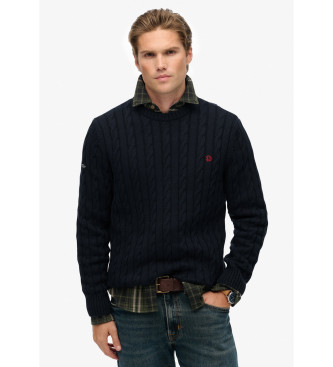 Superdry Camisola de malha com fios azul-marinho