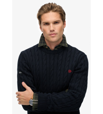 Superdry Camisola de malha com fios azul-marinho