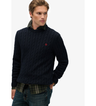 Superdry Camisola de malha com fios azul-marinho
