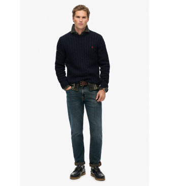 Superdry Camisola de malha com fios azul-marinho
