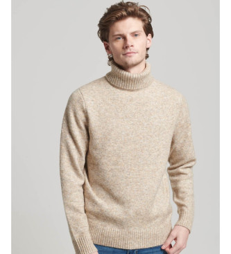 Superdry Jersey cepillado de cuello vuelto beige