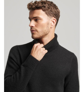 Superdry Jersey cepillado de cuello vuelto negro