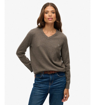 Superdry Mrkebrun Classic V-pullover