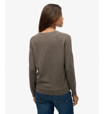 Superdry Mrkebrun Classic V-pullover