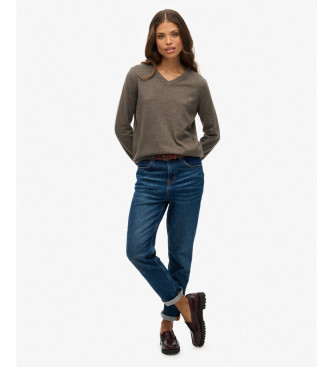 Superdry Mrkebrun Classic V-pullover