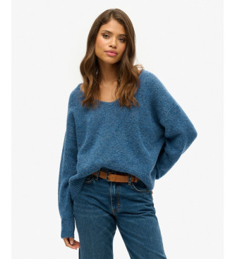 Superdry Oversize-Pullover mit V-Ausschnitt blau