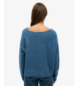 Superdry Oversize-Pullover mit V-Ausschnitt blau