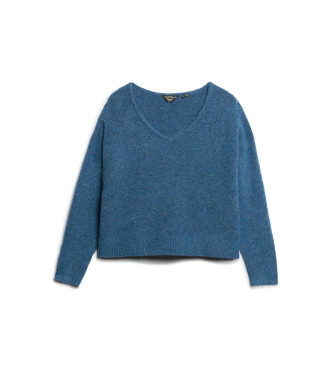 Superdry Oversize-Pullover mit V-Ausschnitt blau