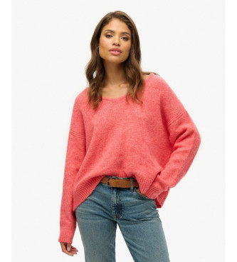 Superdry Jersey con cuello de pico oversize rosa