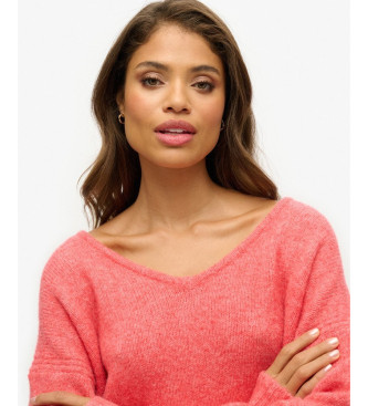 Superdry Oversized V-neck jumper pink