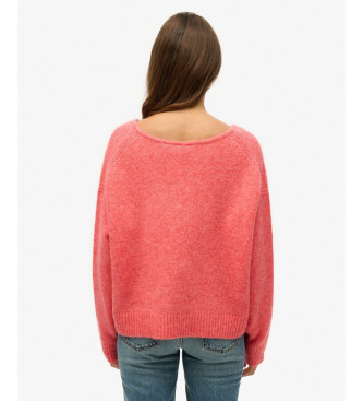 Superdry Oversized V-neck jumper pink