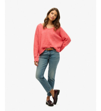 Superdry Maglione oversize rosa con scollo a V