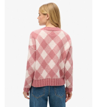 Superdry Pink Argyle print jumper