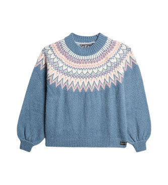 Superdry Loose fit print jumper blue