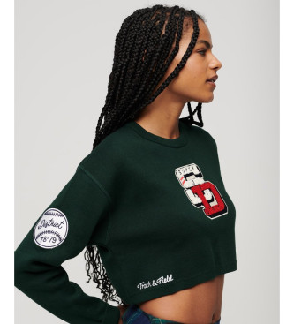 Superdry Varsity crew neck trui kort groen groen