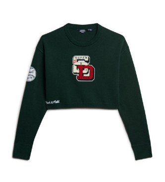 Superdry Varsity crew neck trui kort groen groen