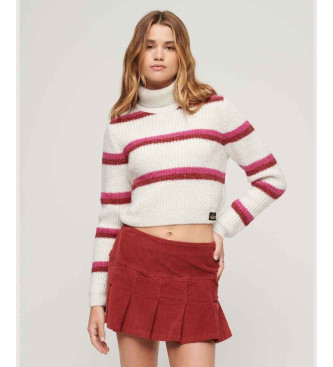 Superdry Maglione cropped a collo alto a righe bianche