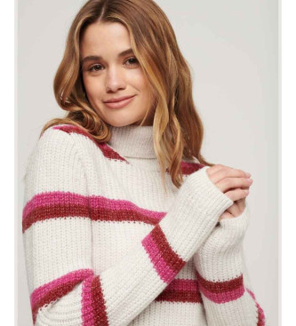 Superdry Short white striped turtleneck jumper