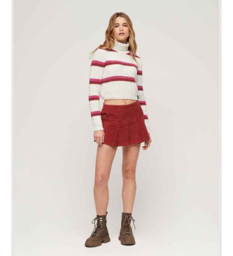 Superdry Maglione cropped a collo alto a righe bianche