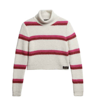 Superdry Short white striped turtleneck jumper