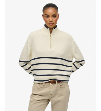 Superdry Pull beige demi-zipp